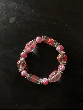 Pink Heart Bead Stretch Bracelet - Women Jewelry